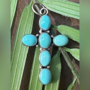 Large Sterling Silver Vintage Navajo Cross Pendant